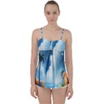 Delicate Watercolor Painting Surreal Oasis Scene With Intense Dramatic Lighting Babydoll Tankini Top