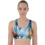 Delicate Watercolor Painting Surreal Oasis Scene With Intense Dramatic Lighting Back Weave Sports Bra