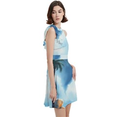 Cocktail Party Halter Sleeveless Dress With Pockets 