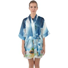 Half Sleeve Satin Kimono  