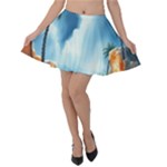 Delicate Watercolor Painting Surreal Oasis Scene With Intense Dramatic Lighting Velvet Skater Skirt