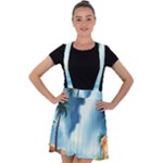 Delicate Watercolor Painting Surreal Oasis Scene With Intense Dramatic Lighting Velvet Suspender Skater Skirt