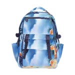 Delicate Watercolor Painting Surreal Oasis Scene With Intense Dramatic Lighting Carry-on Double Buckle Travel Backpack