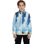 Delicate Watercolor Painting Surreal Oasis Scene With Intense Dramatic Lighting Kids  High Neck Windbreaker