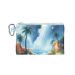 Delicate Watercolor Painting Surreal Oasis Scene With Intense Dramatic Lighting Canvas Cosmetic Bag (Small)