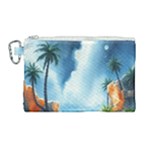 Delicate Watercolor Painting Surreal Oasis Scene With Intense Dramatic Lighting Canvas Cosmetic Bag (Large)