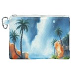 Delicate Watercolor Painting Surreal Oasis Scene With Intense Dramatic Lighting Canvas Cosmetic Bag (XL)