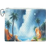 Delicate Watercolor Painting Surreal Oasis Scene With Intense Dramatic Lighting Canvas Cosmetic Bag (XXXL)