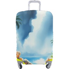 Delicate Watercolor Painting Surreal Oasis Scene With Intense Dramatic Lighting Luggage Cover (Large) from ArtsNow.com