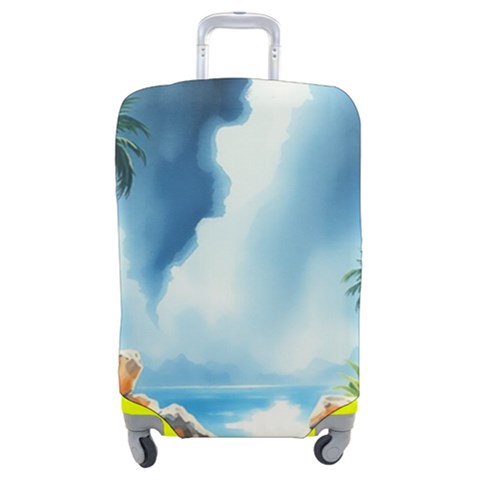 Delicate Watercolor Painting Surreal Oasis Scene With Intense Dramatic Lighting Luggage Cover (Medium) from ArtsNow.com