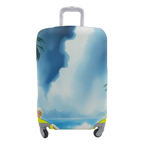 Delicate Watercolor Painting Surreal Oasis Scene With Intense Dramatic Lighting Luggage Cover (Small) from ArtsNow.com