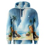 Delicate Watercolor Painting Surreal Oasis Scene With Intense Dramatic Lighting Men s Overhead Hoodie