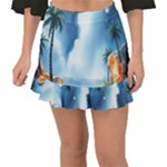 Delicate Watercolor Painting Surreal Oasis Scene With Intense Dramatic Lighting Fishtail Mini Chiffon Skirt