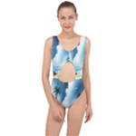 Delicate Watercolor Painting Surreal Oasis Scene With Intense Dramatic Lighting Center Cut Out Swimsuit