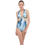 Delicate Watercolor Painting Surreal Oasis Scene With Intense Dramatic Lighting Halter Front Plunge Swimsuit