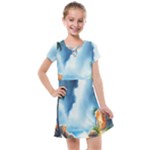 Delicate Watercolor Painting Surreal Oasis Scene With Intense Dramatic Lighting Kids  Cross Web Dress