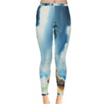 Delicate Watercolor Painting Surreal Oasis Scene With Intense Dramatic Lighting Inside Out Leggings