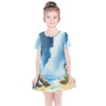 Delicate Watercolor Painting Surreal Oasis Scene With Intense Dramatic Lighting Kids  Simple Cotton Dress