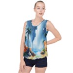 Delicate Watercolor Painting Surreal Oasis Scene With Intense Dramatic Lighting Bubble Hem Chiffon Tank Top