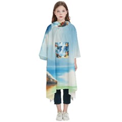 Delicate Watercolor Painting Surreal Oasis Scene With Intense Dramatic Lighting Kids  Hooded Rain Ponchos from ArtsNow.com