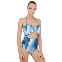 Scallop Top Cut Out Swimsuit 