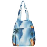 Delicate Watercolor Painting Surreal Oasis Scene With Intense Dramatic Lighting Center Zip Backpack