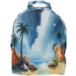 Delicate Watercolor Painting Surreal Oasis Scene With Intense Dramatic Lighting Mini Full Print Backpack