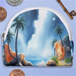 Delicate Watercolor Painting Surreal Oasis Scene With Intense Dramatic Lighting Horseshoe Style Canvas Pouch