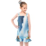 Delicate Watercolor Painting Surreal Oasis Scene With Intense Dramatic Lighting Kids  Overall Dress