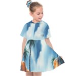 Delicate Watercolor Painting Surreal Oasis Scene With Intense Dramatic Lighting Kids  Sailor Dress