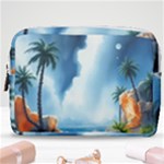 Delicate Watercolor Painting Surreal Oasis Scene With Intense Dramatic Lighting Make Up Pouch (Medium)