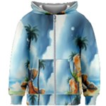 Delicate Watercolor Painting Surreal Oasis Scene With Intense Dramatic Lighting Kids  Zipper Hoodie Without Drawstring