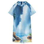 Delicate Watercolor Painting Surreal Oasis Scene With Intense Dramatic Lighting Kids  Boyleg Half Suit Swimwear