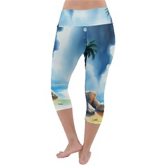 Lightweight Velour Capri Yoga Leggings 