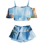 Delicate Watercolor Painting Surreal Oasis Scene With Intense Dramatic Lighting Kids  Off Shoulder Skirt Bikini