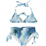 Delicate Watercolor Painting Surreal Oasis Scene With Intense Dramatic Lighting Kids  Classic Bikini Set