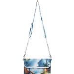 Delicate Watercolor Painting Surreal Oasis Scene With Intense Dramatic Lighting Mini Crossbody Handbag