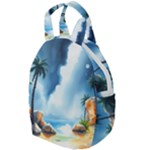 Delicate Watercolor Painting Surreal Oasis Scene With Intense Dramatic Lighting Travel Backpack