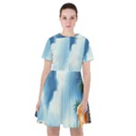 Delicate Watercolor Painting Surreal Oasis Scene With Intense Dramatic Lighting Sailor Dress