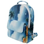 Delicate Watercolor Painting Surreal Oasis Scene With Intense Dramatic Lighting Flap Pocket Backpack (Small)