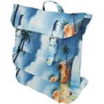 Delicate Watercolor Painting Surreal Oasis Scene With Intense Dramatic Lighting Buckle Up Backpack