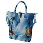 Delicate Watercolor Painting Surreal Oasis Scene With Intense Dramatic Lighting Buckle Top Tote Bag