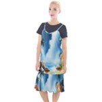 Delicate Watercolor Painting Surreal Oasis Scene With Intense Dramatic Lighting Camis Fishtail Dress