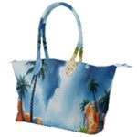 Delicate Watercolor Painting Surreal Oasis Scene With Intense Dramatic Lighting Canvas Shoulder Bag