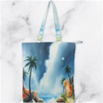 Delicate Watercolor Painting Surreal Oasis Scene With Intense Dramatic Lighting Double Zip Up Tote Bag