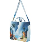 Delicate Watercolor Painting Surreal Oasis Scene With Intense Dramatic Lighting Square Shoulder Tote Bag