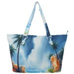 Delicate Watercolor Painting Surreal Oasis Scene With Intense Dramatic Lighting Full Print Shoulder Bag