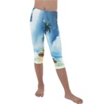 Delicate Watercolor Painting Surreal Oasis Scene With Intense Dramatic Lighting Kids  Lightweight Velour Capri Leggings 