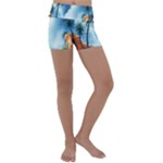 Delicate Watercolor Painting Surreal Oasis Scene With Intense Dramatic Lighting Kids  Lightweight Velour Yoga Shorts