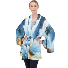 Long Sleeve Velvet Kimono  